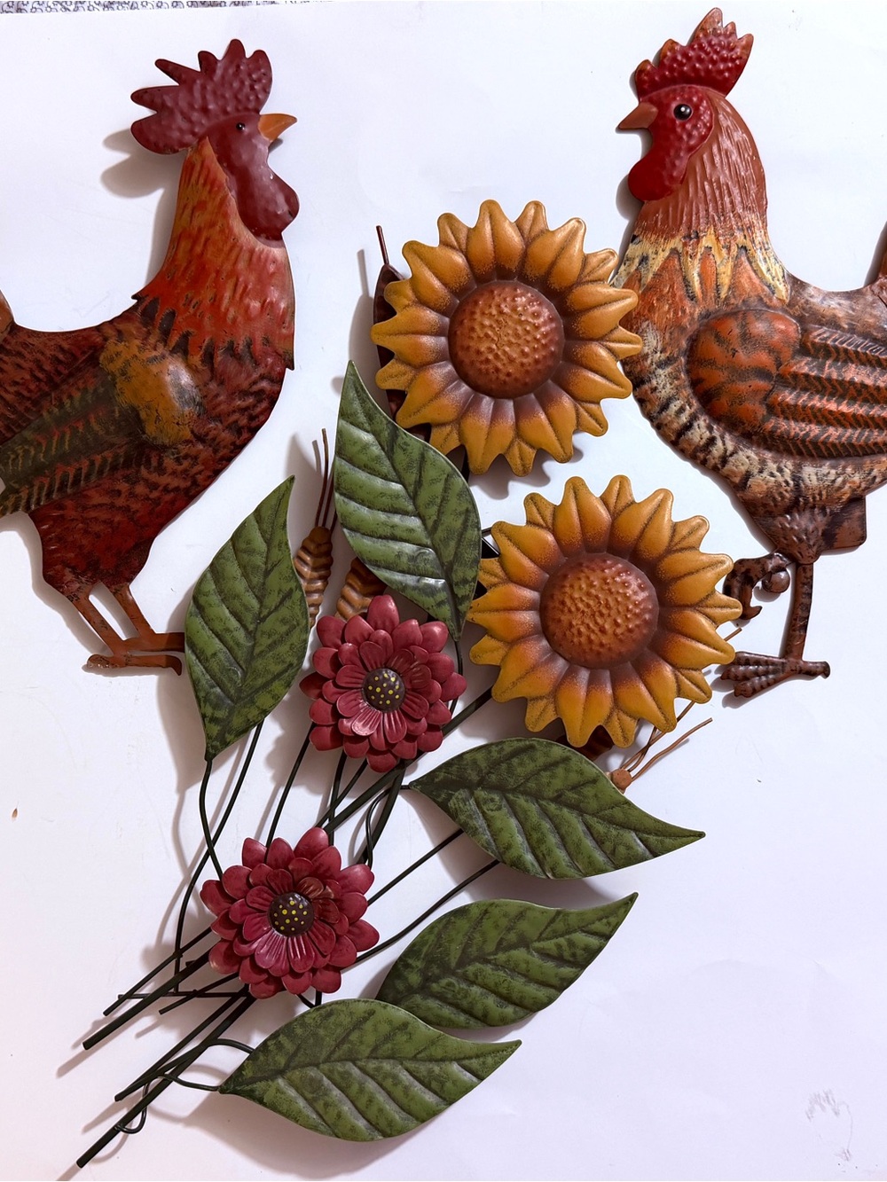 Decorative Rooster and Sunflower Metal Wall Multicolor. Decor - Picture 5 of 6